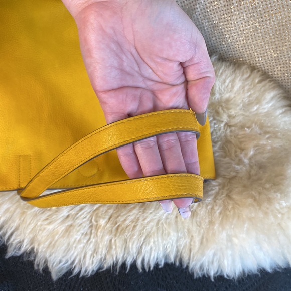 Reversible leather handbag Vegan purse Floral Print Dandelion Mustard Gold - Picture 10 of 10